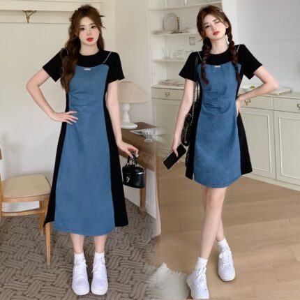Quality jeans gown mix with black cloth
